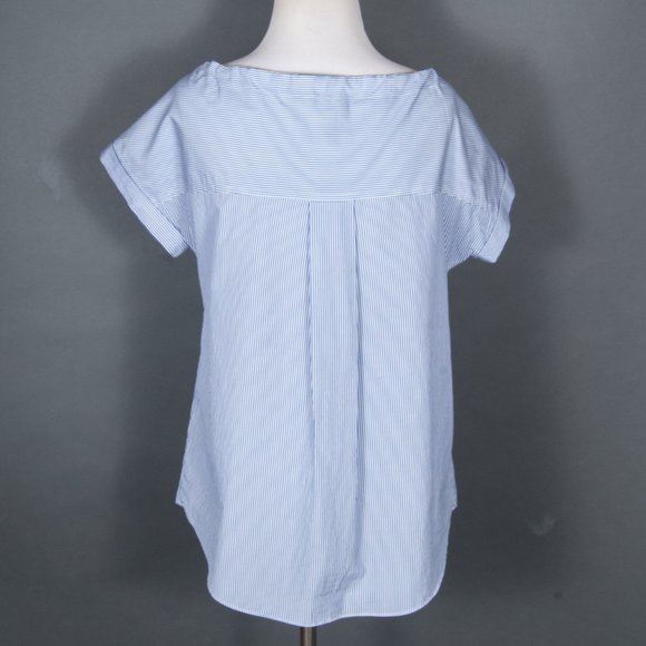 Theory Velvela  Tie Front Striped Utility Shirt - Picture 7 of 9